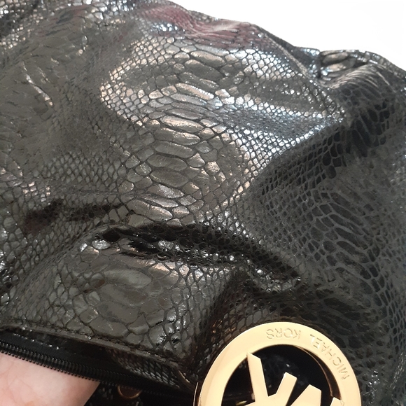 MK Black Handbag With Gold Accent - Picture 15 of 16